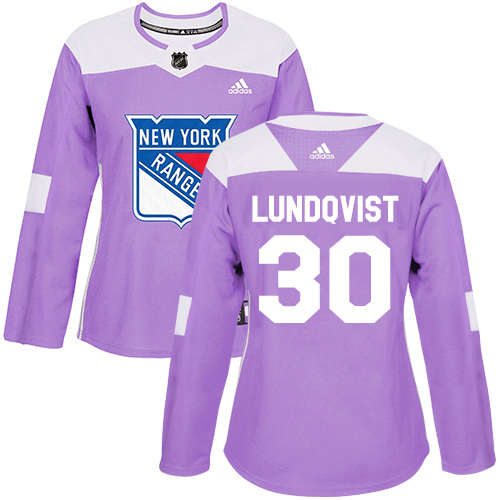 Adidas Rangers #30 Henrik Lundqvist Purple Authentic Fights Cancer Women's Stitched NHL Jersey - Click Image to Close